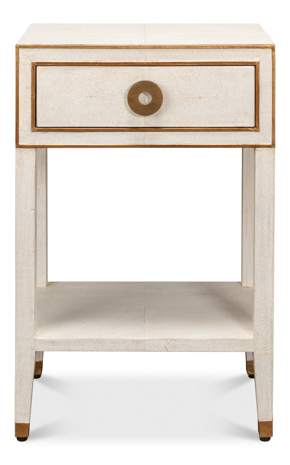 Gabriella Shagreen Nightstand-SARREID-SARREID-53569-4-NightstandsOsprey White Finish-5-France and Son