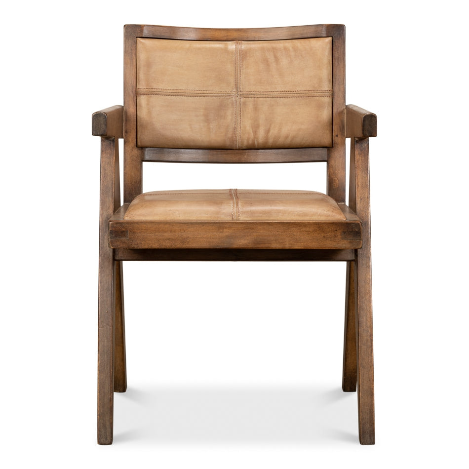 Angus Chair Brown W/Brown Leather-SARREID-SARREID-53576-2-Dining Chairs-1-France and Son