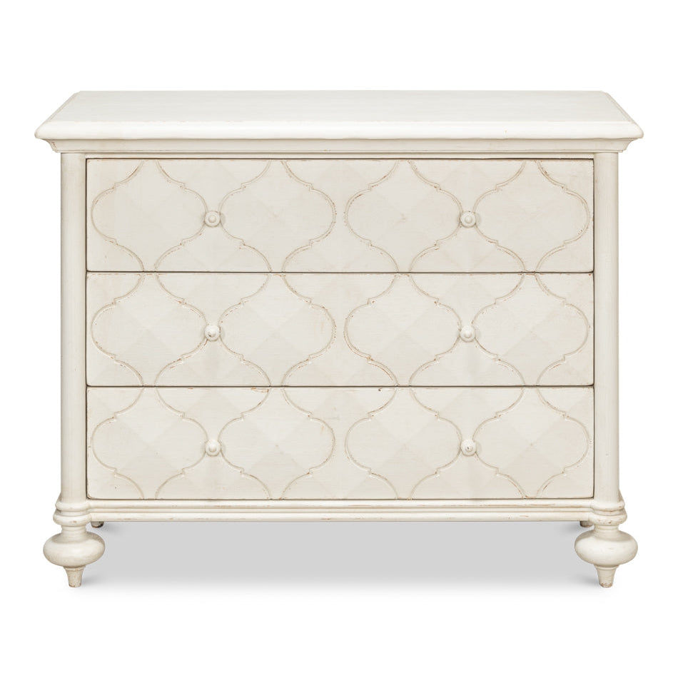 Sommeil 3 Drawer Commode-SARREID-SARREID-53586-3-DressersAntique White-4-France and Son