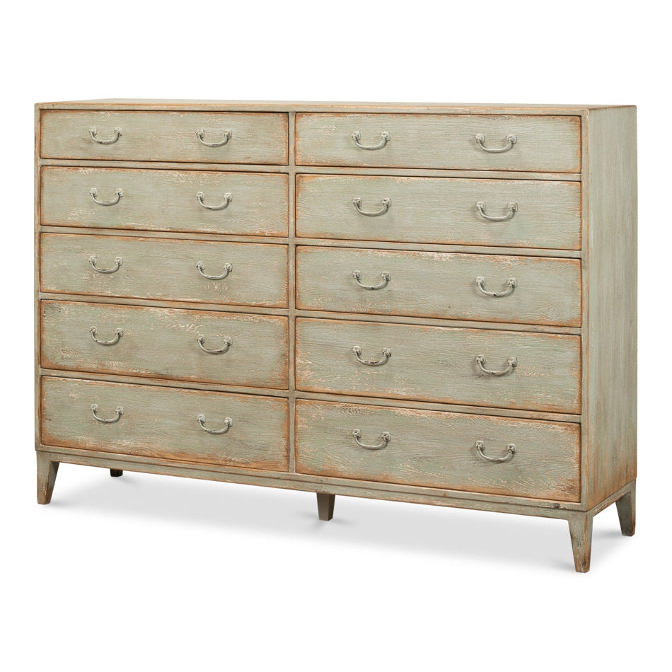 Willow 10 Drawer Commode, Sage-SARREID-SARREID-53619-4-Dressers-4-France and Son