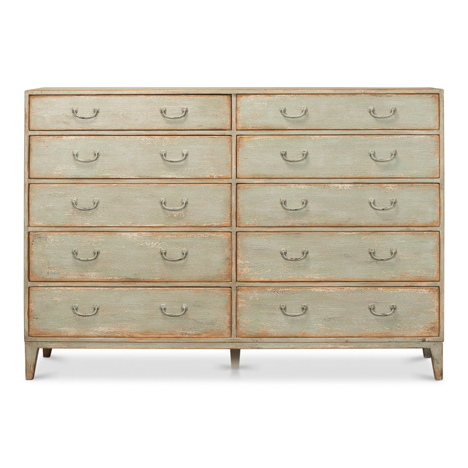 Willow 10 Drawer Commode, Sage-SARREID-SARREID-53619-4-Dressers-1-France and Son