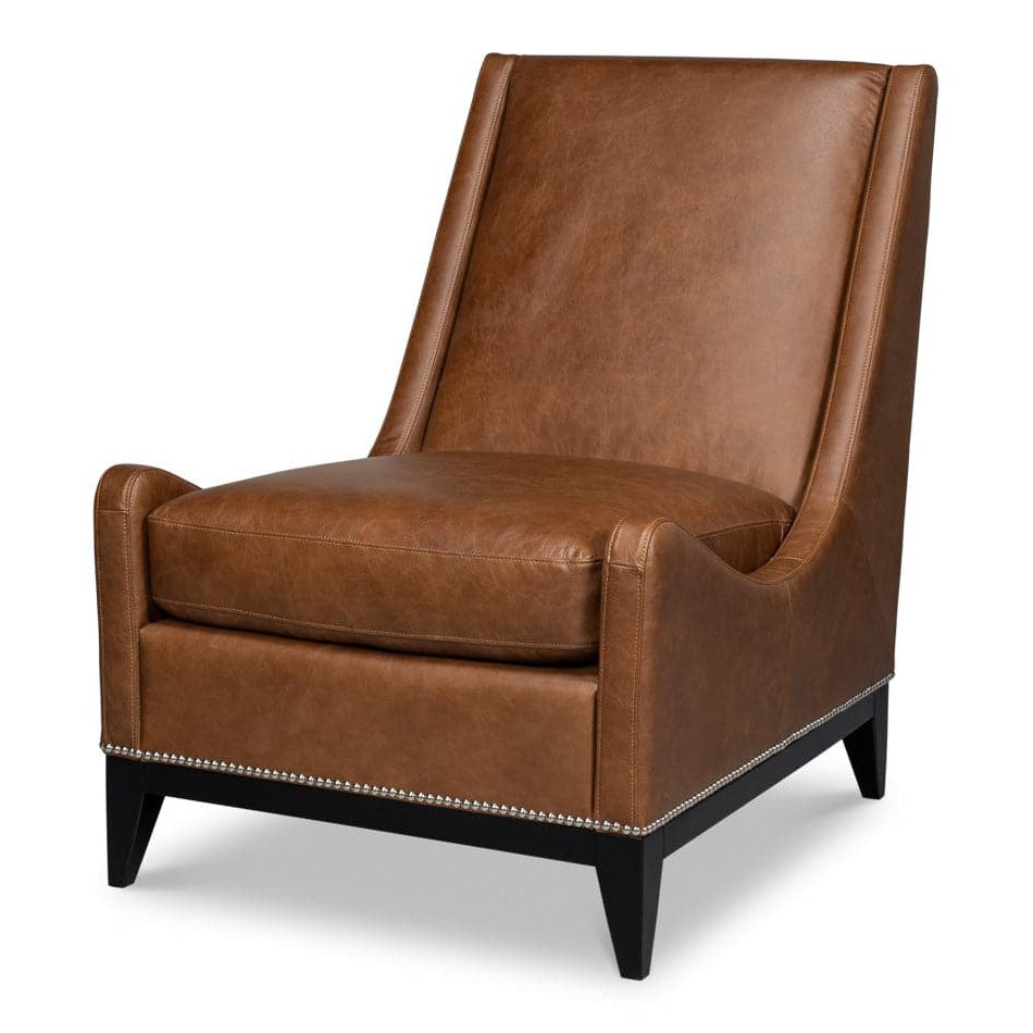 Brandy Accent Chair In Distilled Leather