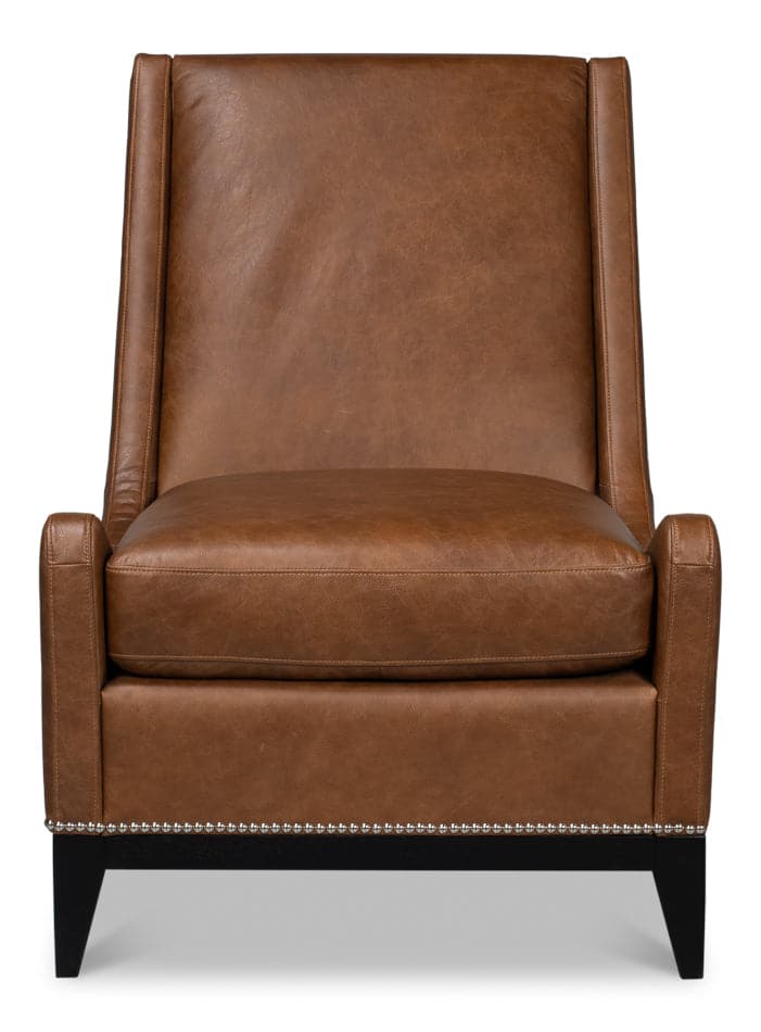 Brandy Accent Chair In Distilled Leather