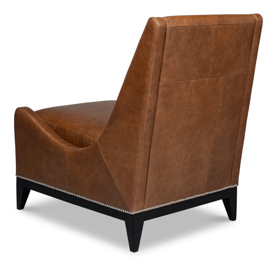 Brandy Accent Chair In Distilled Leather