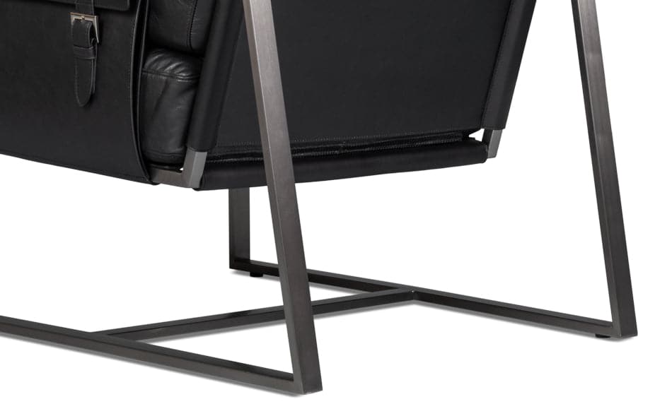 Edmonds Distilled Leather Chair, Onyx Blk