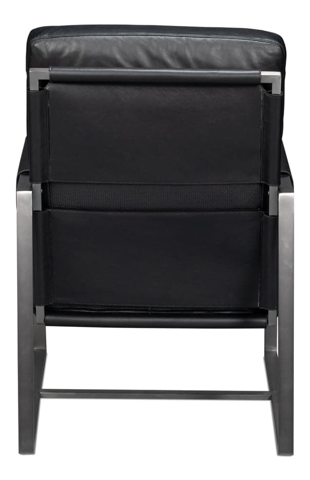 Edmonds Distilled Leather Chair, Onyx Blk