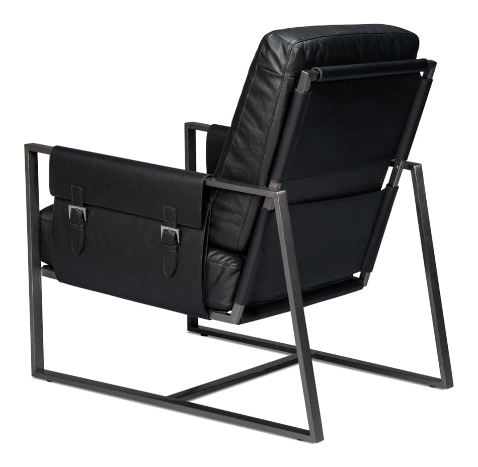 Edmonds Distilled Leather Chair, Onyx Blk