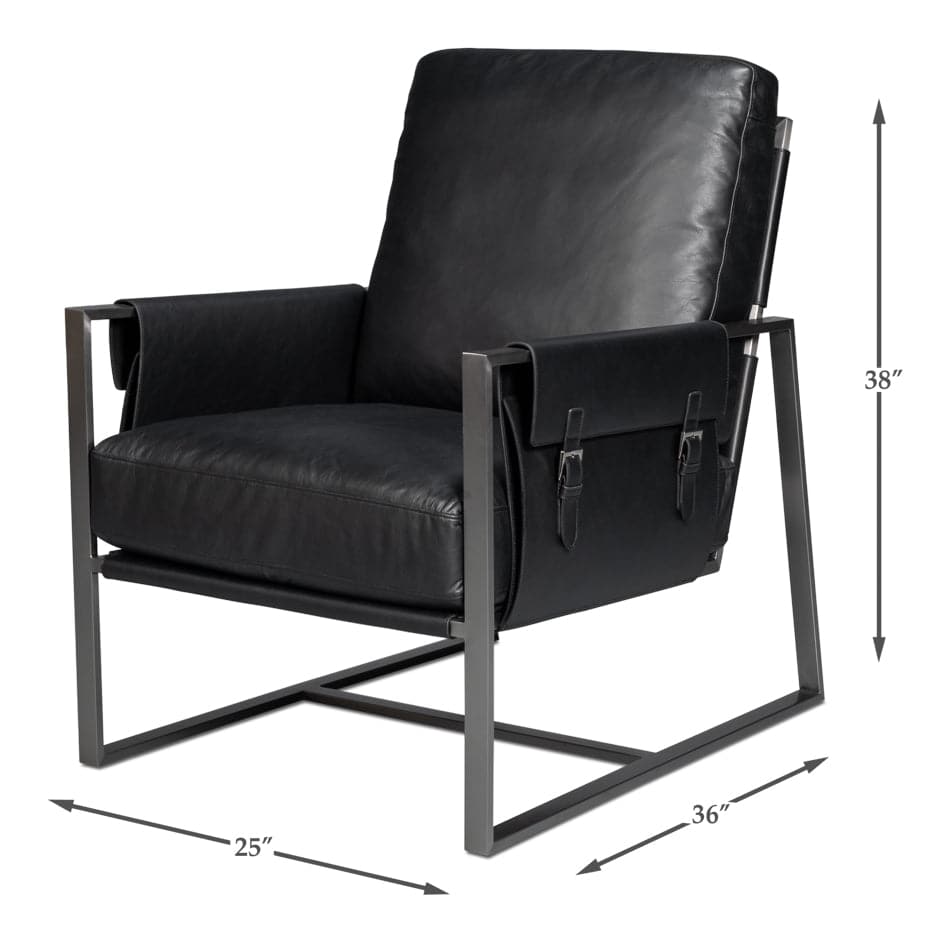 Edmonds Distilled Leather Chair, Onyx Blk