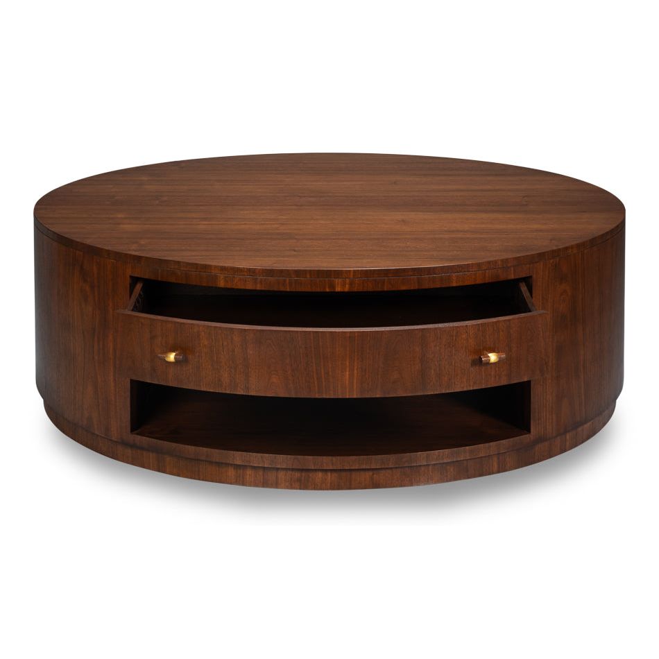 Alternate view of Vero Cocktail Table in dark walnut brown and medium brown.