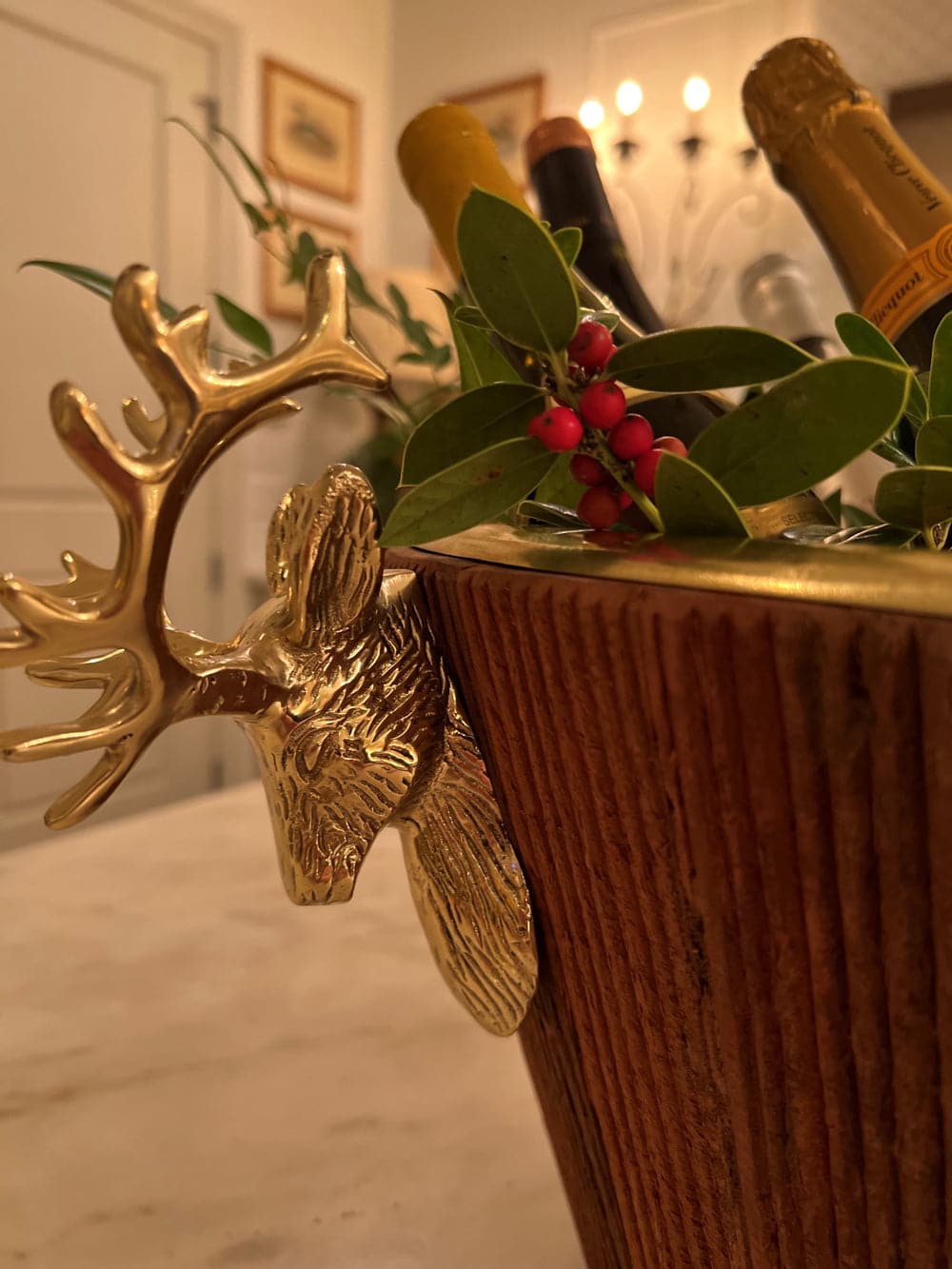 Champagne Cooler w/ Brass Stags Head-ABIGAILS-ABIGAILS-547418-Decorative Objects-3-France and Son