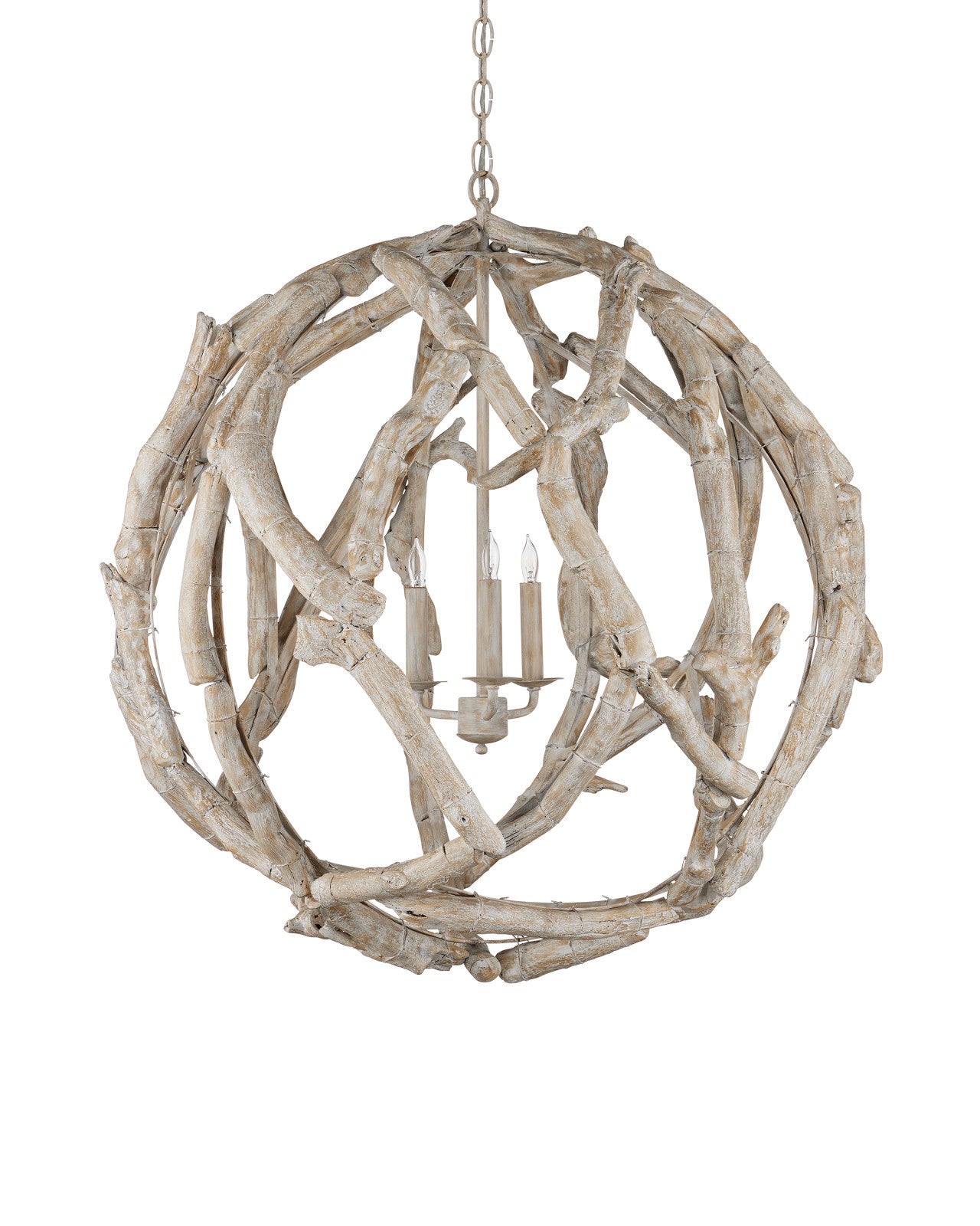 Driftwood Whitewash Orb Chandelier