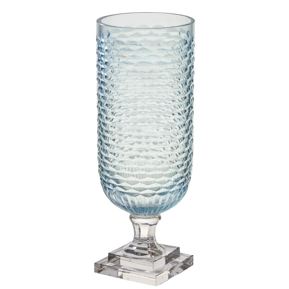 Glass Hurricane, Pale Blue Top w/ Clear Base-ABIGAILS-ABIGAILS-551000-VasesBlue-1-France and Son