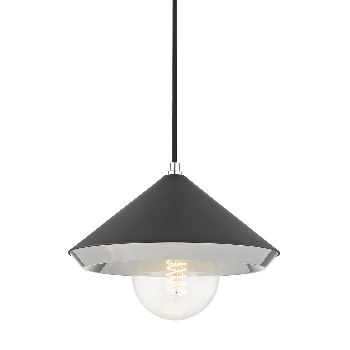 Marnie 1 Light Large Pendant-Mitzi-HVL-H139701L-PN/BK-PendantsBlack-3-France and Son