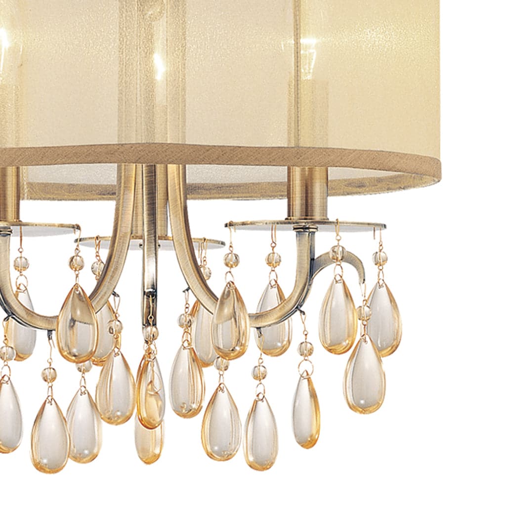 Hampton 3 Light Brass Etruscan Crystal Drum Shade Chandelier-Crystorama Lighting Company-CRYSTO-5623-AB-Chandeliers-2-France and Son