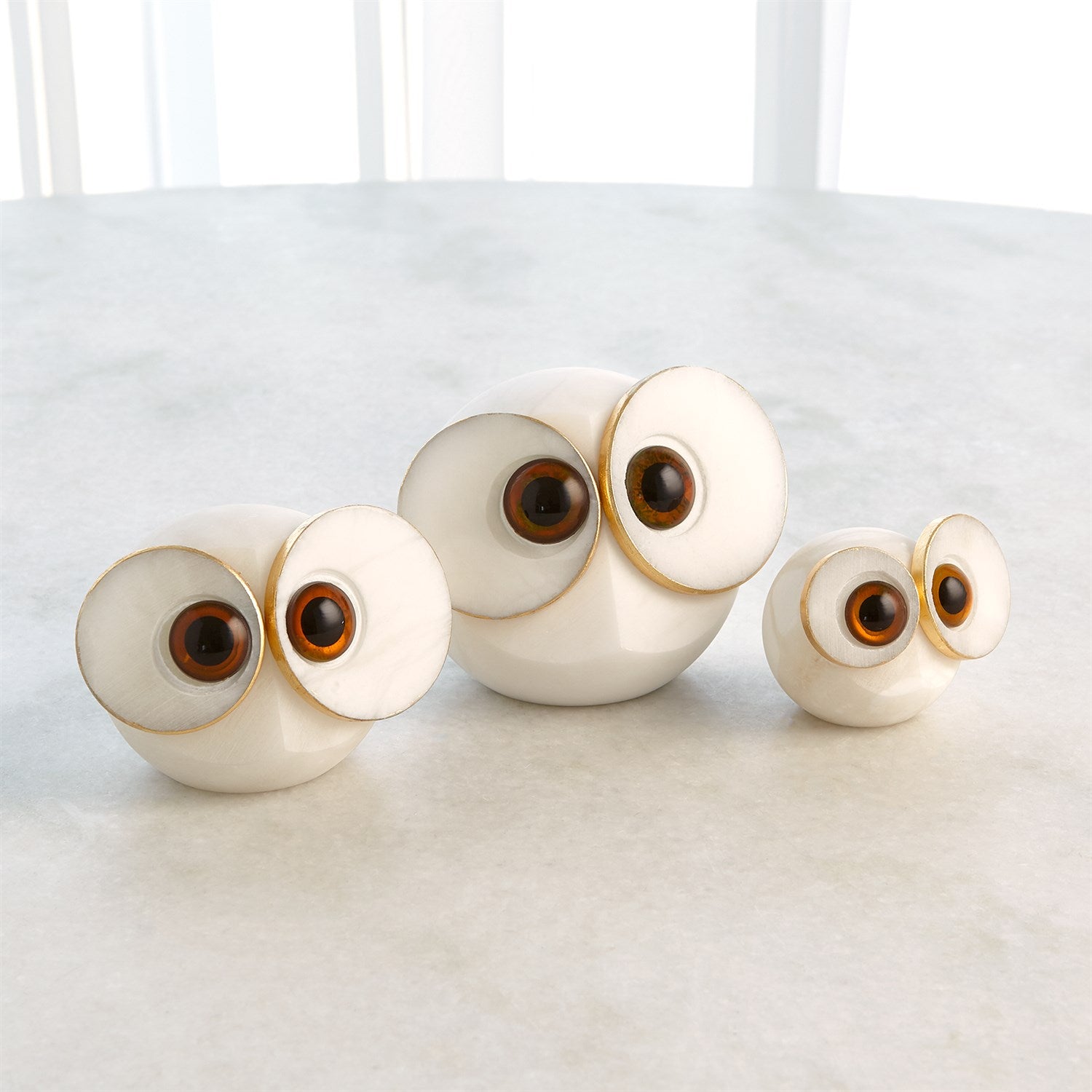 Alabaster Big Eyed Owl-Global Views-GVSA-3.31653-Decorative ObjectsLarge-2-France and Son