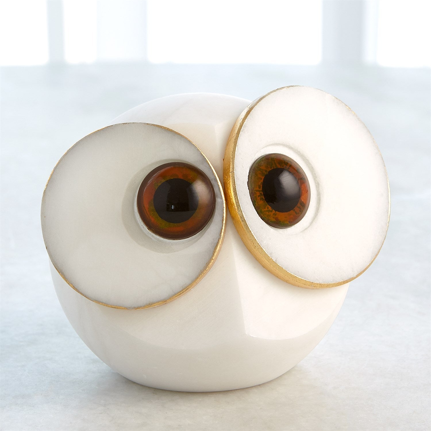 Alabaster Big Eyed Owl-Global Views-GVSA-3.31653-Decorative ObjectsLarge-1-France and Son