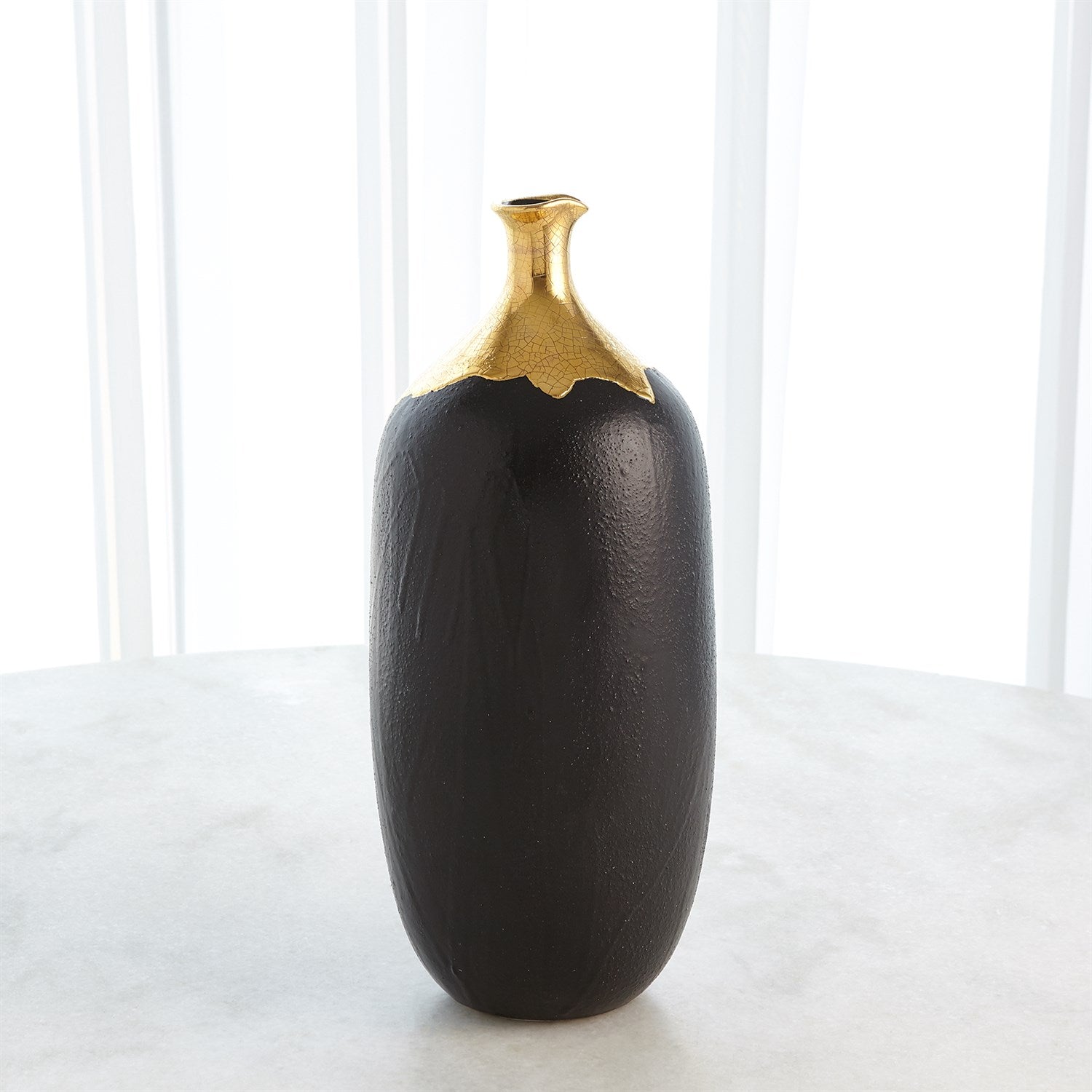 Dipped Golden Crackle-Global Views-GVSA-3.31640-VasesBlack-Cylinder Vase-4-France and Son