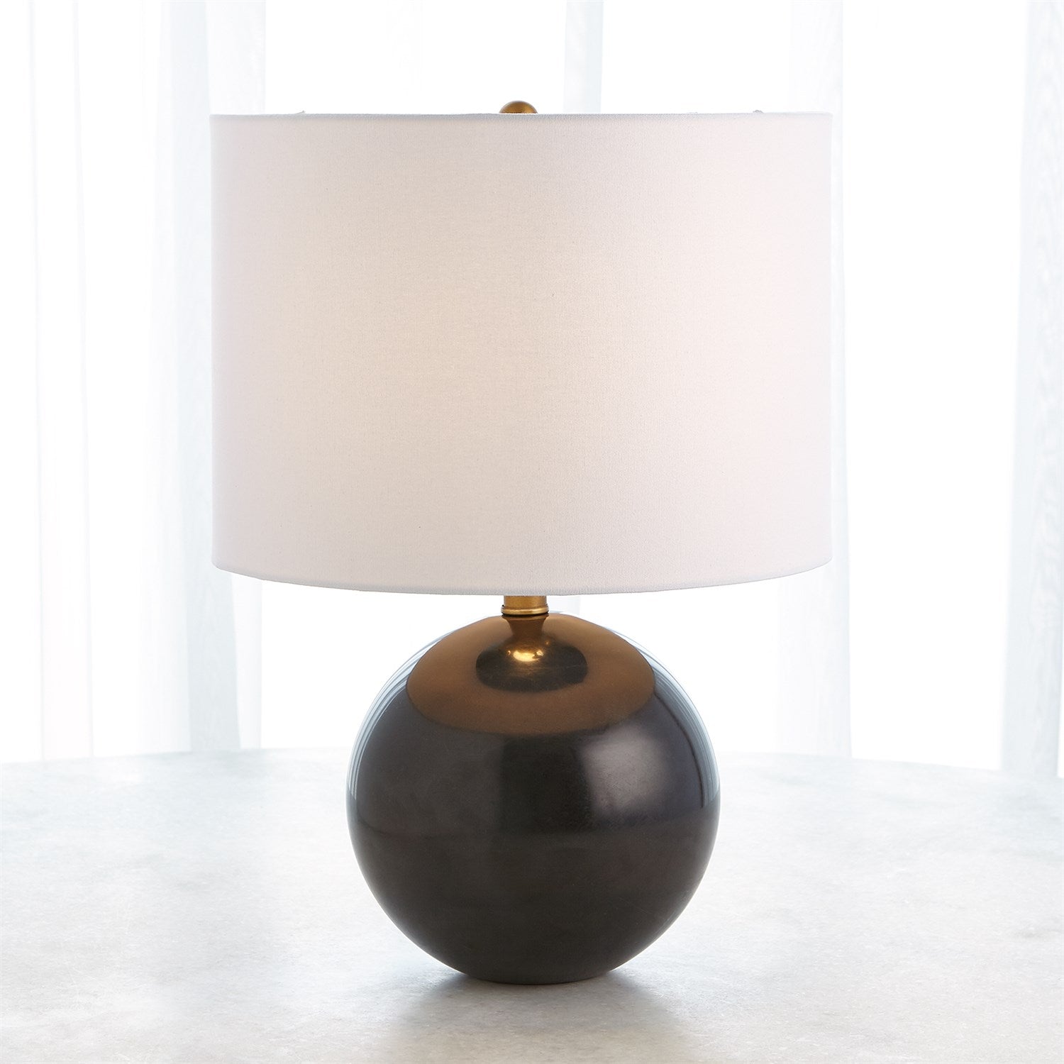 Marble Sphere Lamp - Black-Global Views-GVSA-8.82975-Table Lamps-1-France and Son