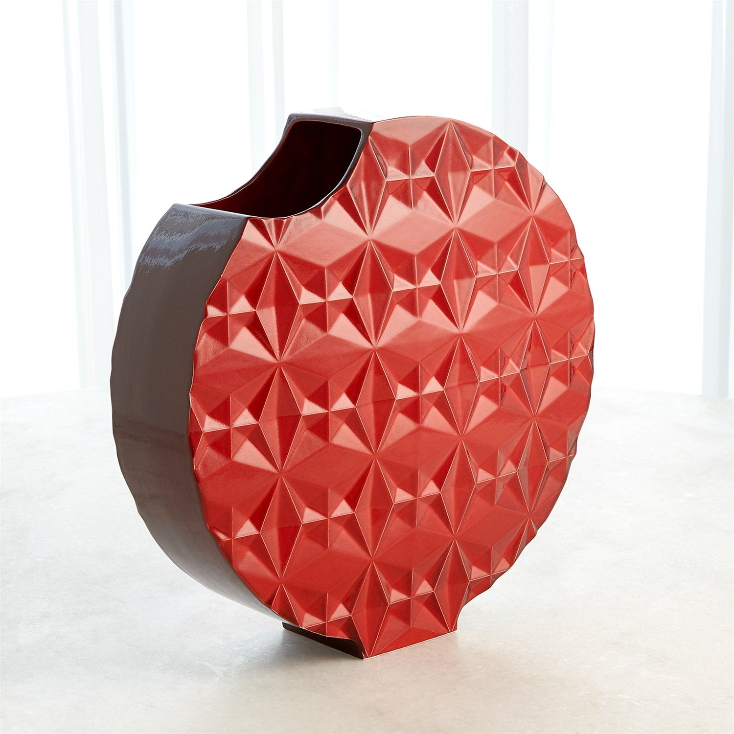 Geometric Vase-Global Views-GVSA-1.10830-VasesRed-Large-6-France and Son