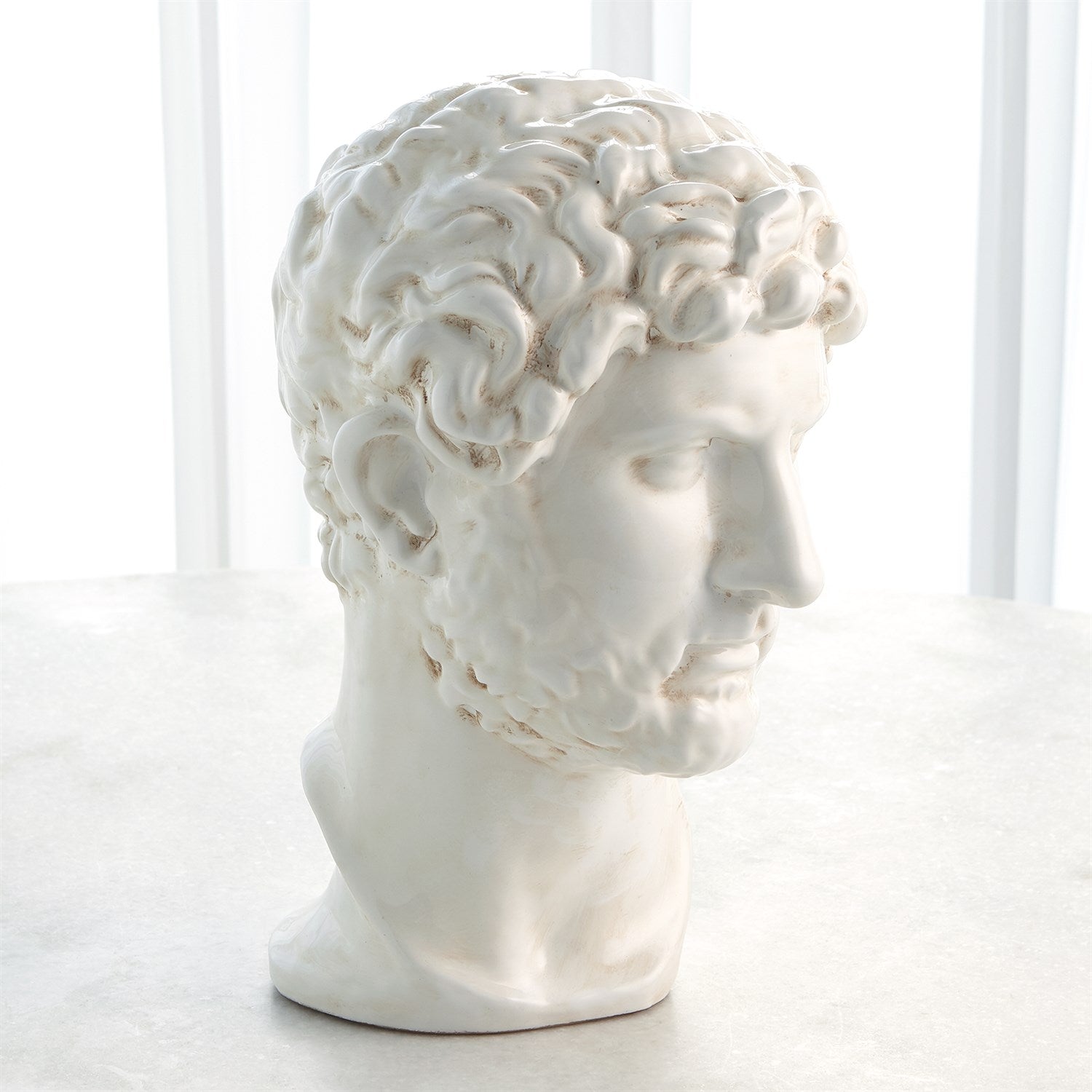 Hadrian Bust - White Glaze-Global Views-GVSA-3.31687-Decorative Objects-2-France and Son