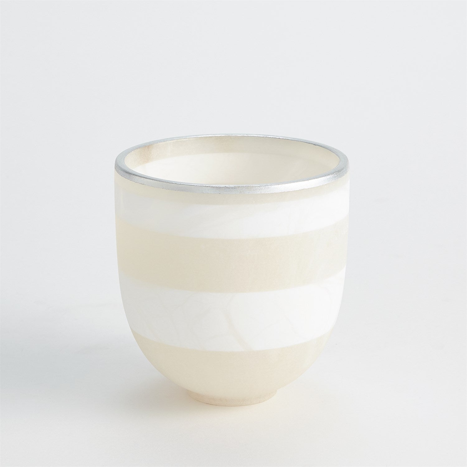 Striped Alabaster Bowl-Global Views-GVSA-3.31669-DecorWhite/Silver-Small-3-France and Son