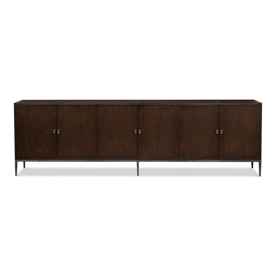 Barton Cabinet - Artisan Grey-SARREID-SARREID-58-34-3-Media Storage / TV StandsBurnt Brown Oak-5-France and Son