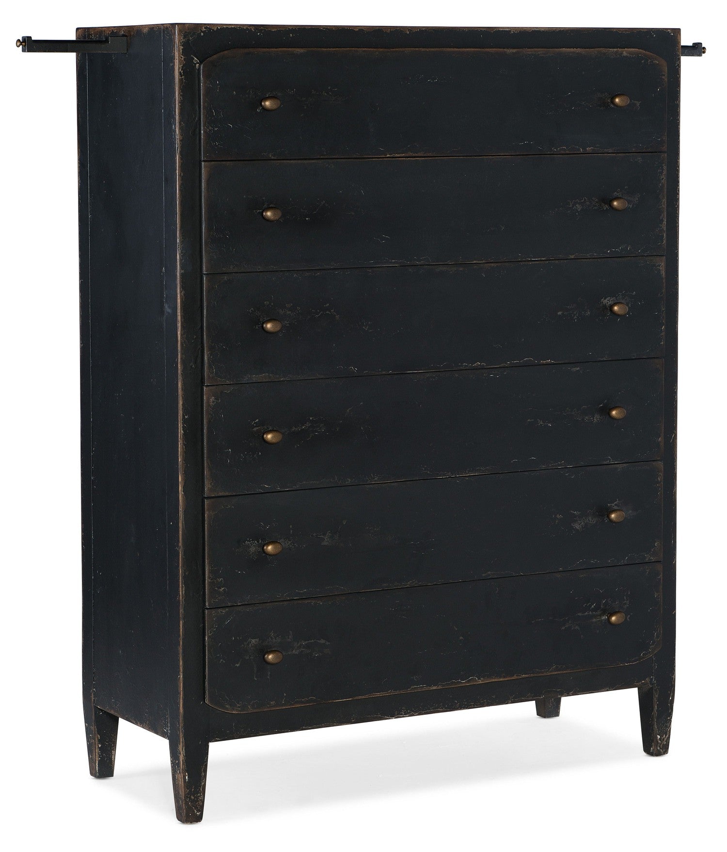 Florence Six-Drawer Chest- Black - Black - Wood