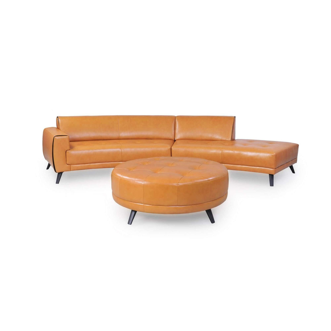 Cesare Round Ottoman-Moroni Leather-MORONI-58140D2220-Stools & Ottomans-2-France and Son
