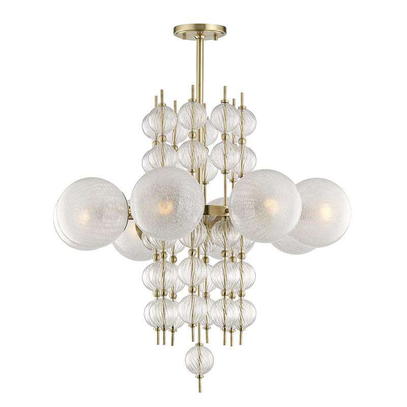 Calypso 8 Light Chandelier-Hudson Valley-HVL-6433-AGB-ChandeliersAged Brass-1-France and Son