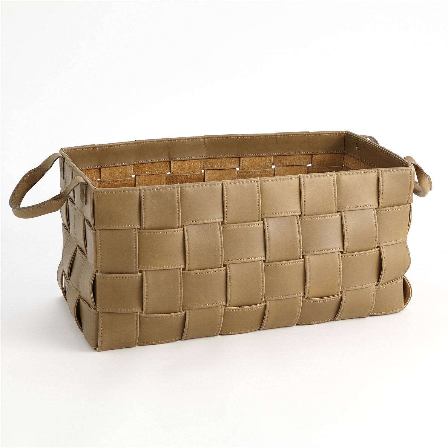 Soft Woven Leather Basket-Global Views-GVSA-9.93728-Baskets & BoxesPutty-Large-6-France and Son