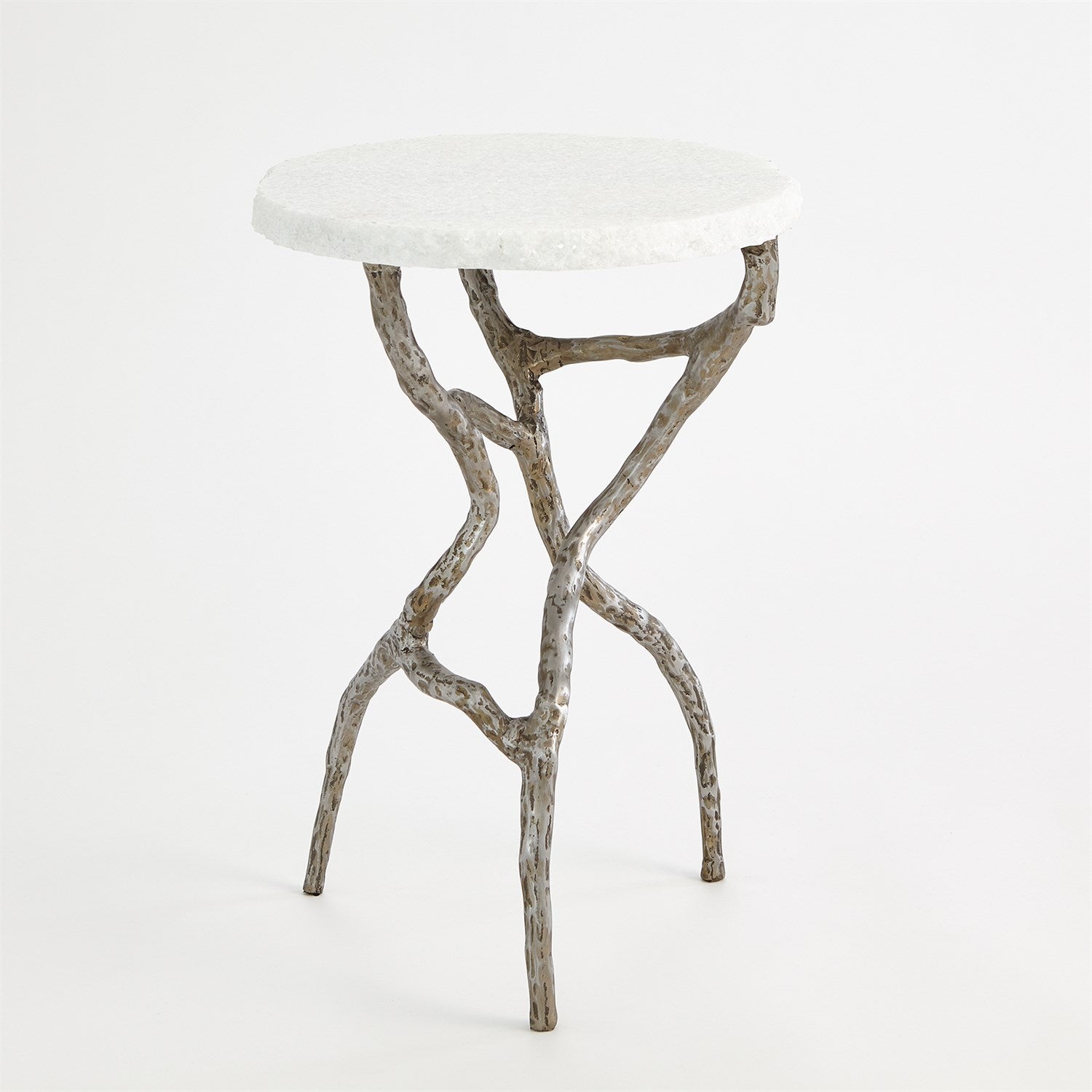 Root Table-Global Views-GVSA-7.80659-Side TablesPolished Iron - White Marble-1-France and Son