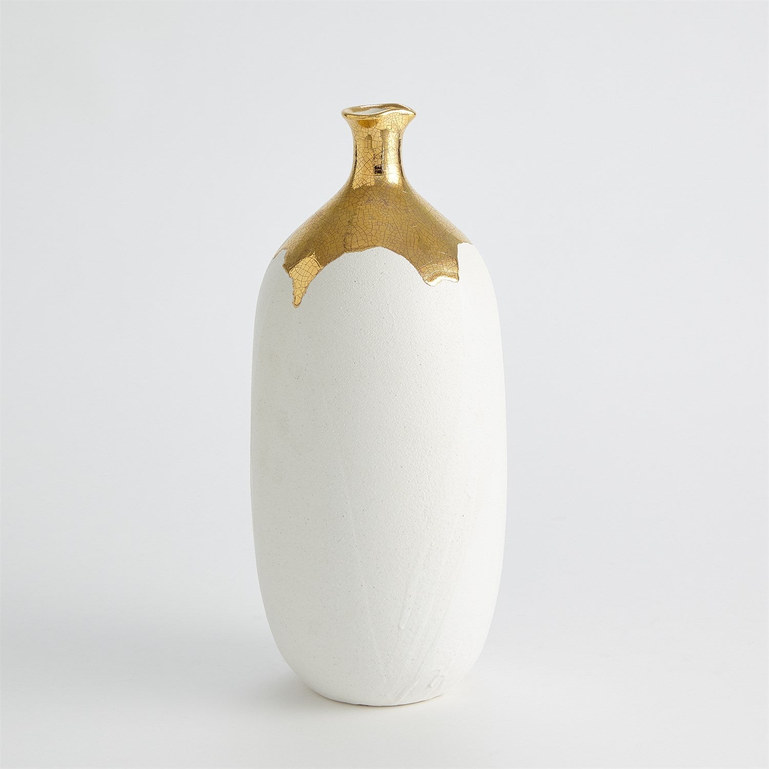 Dipped Golden Crackle-Global Views-GVSA-3.31634-VasesWhite-Cylinder Vase-3-France and Son