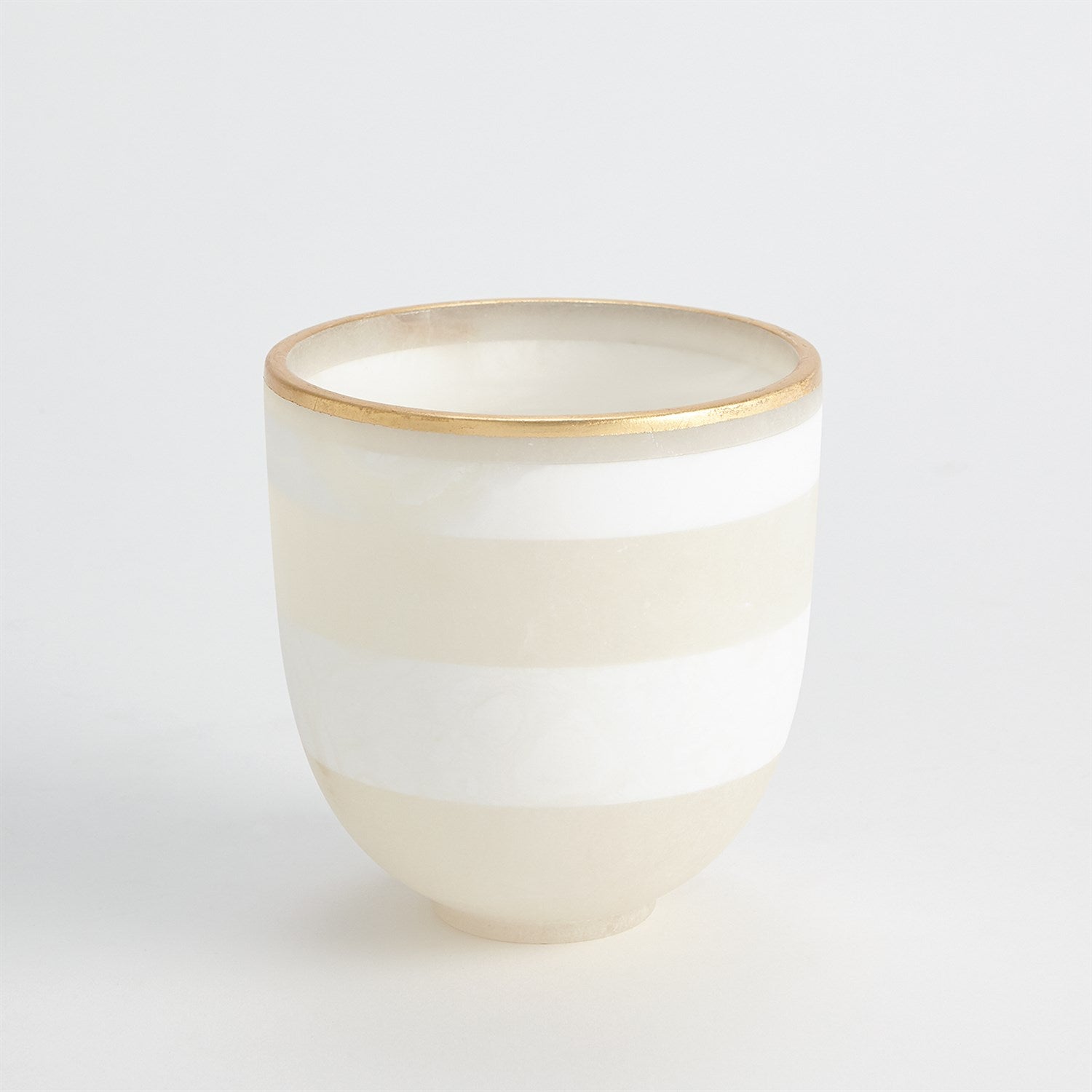 Striped Alabaster Bowl-Global Views-GVSA-3.31667-DecorWhite/Gold-Small-4-France and Son