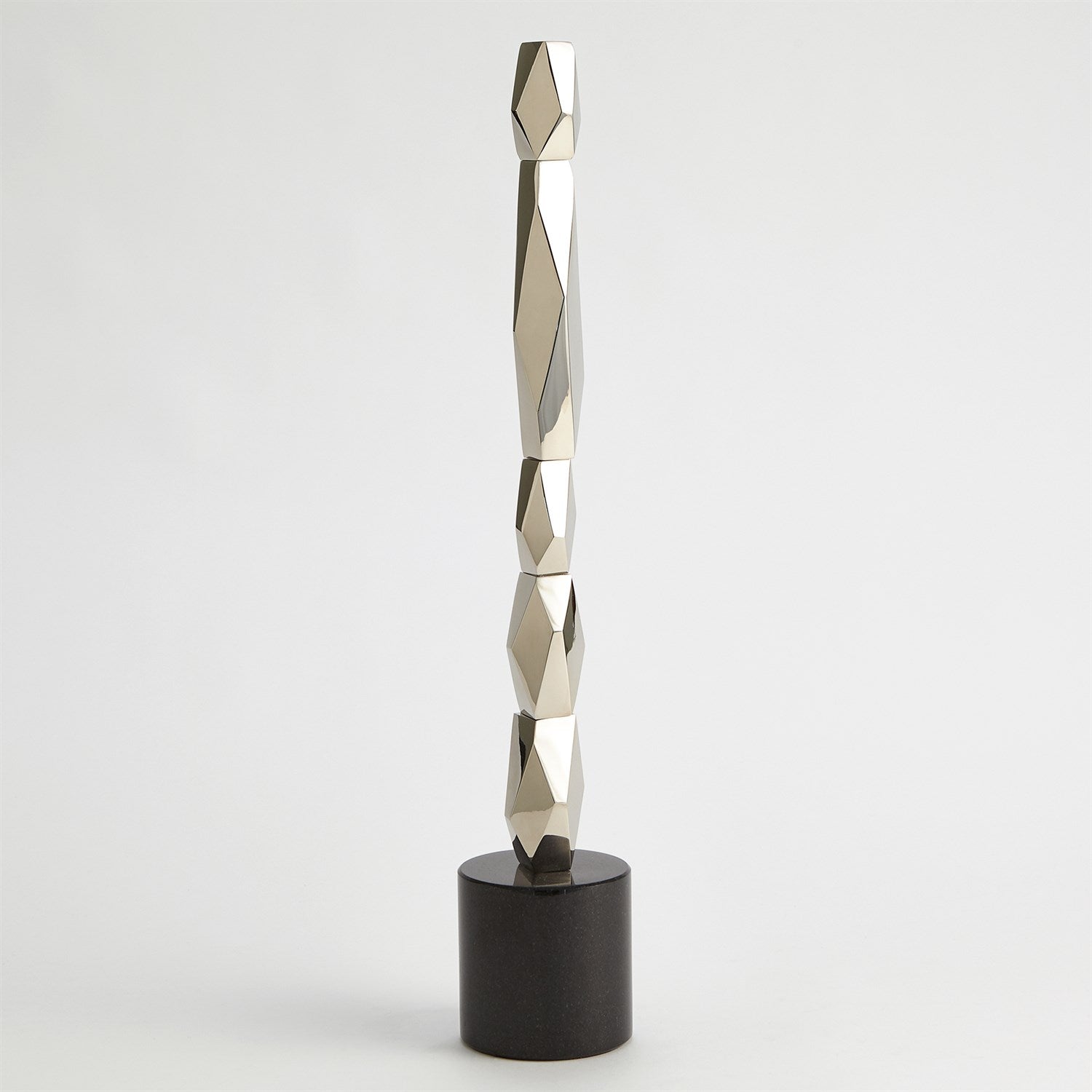 Facet Block Sculpture - Nickel - Tall-Global Views-GVSA-RT9.90027-Decorative Objects-1-France and Son