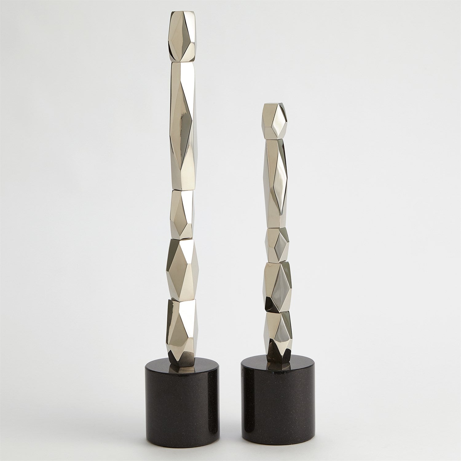 Facet Block Sculpture - Nickel - Tall-Global Views-GVSA-RT9.90027-Decorative Objects-2-France and Son