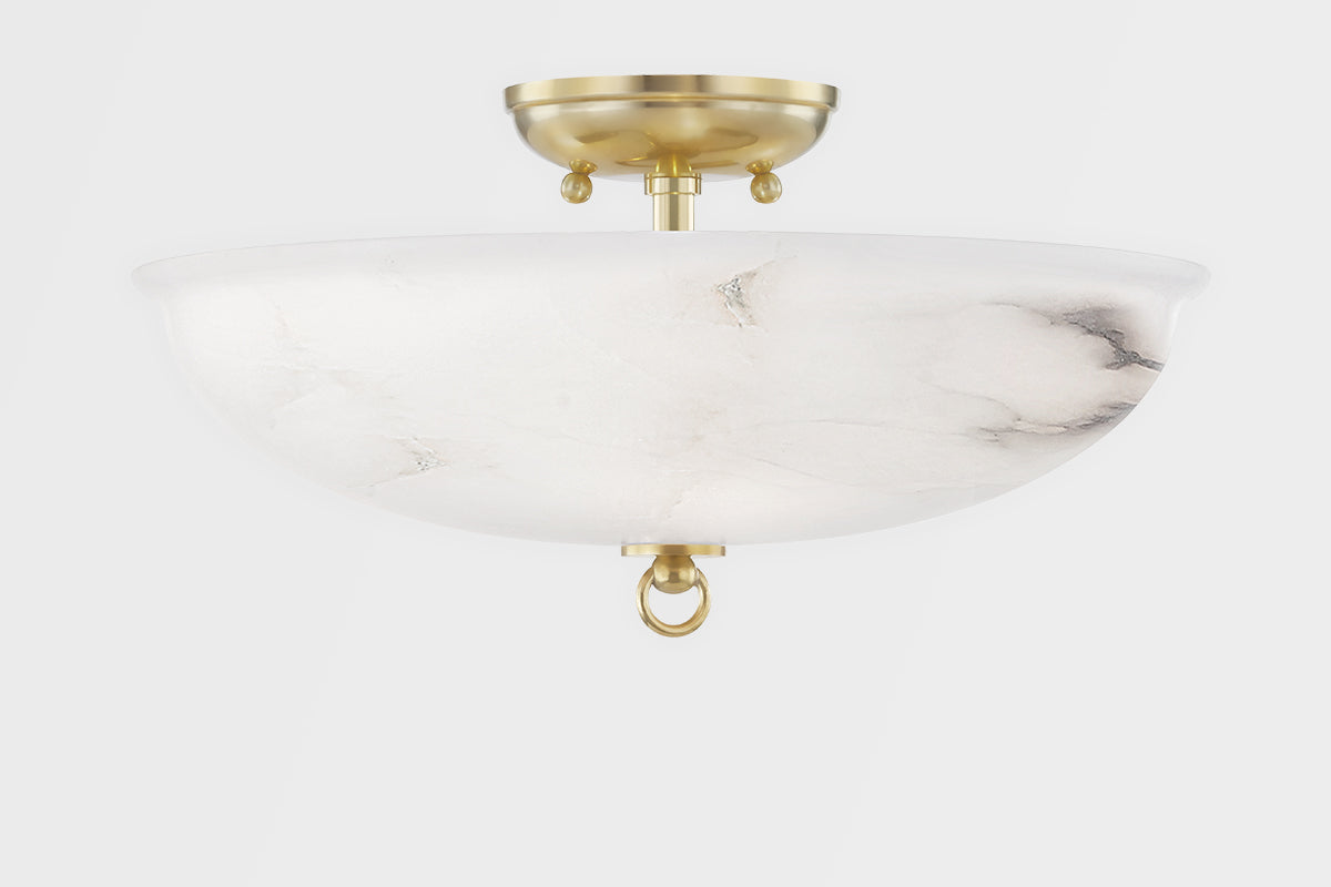 Somerset 3 Light Semi Flush-Hudson Valley-HVL-MDS810-AGB-PendantsAged Brass-2-France and Son