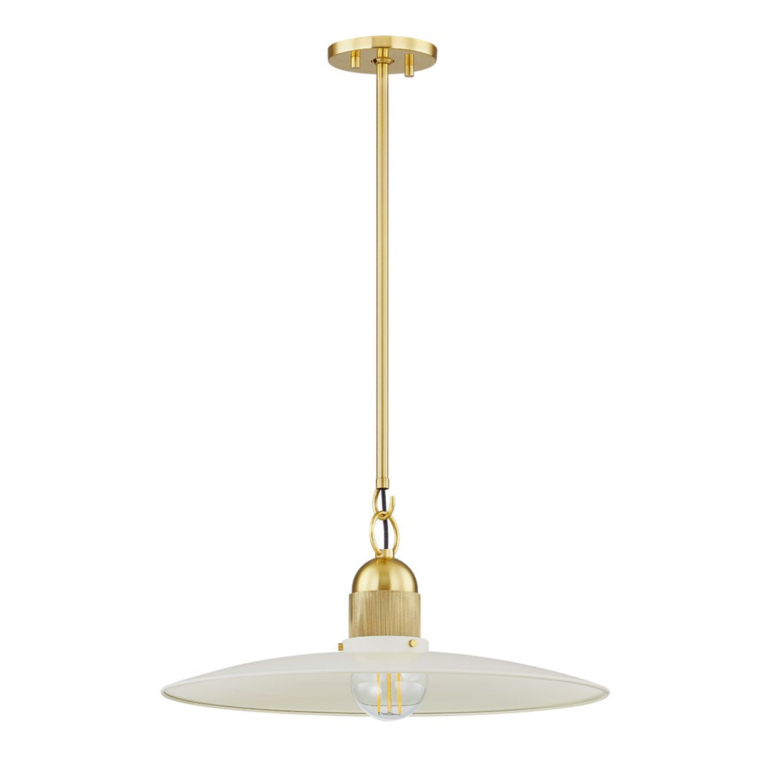 Leanna 1 Light Pendant-Mitzi-HVL-H793701-AGB/SCR-PendantsAged Brass with Soft Cream-2-France and Son