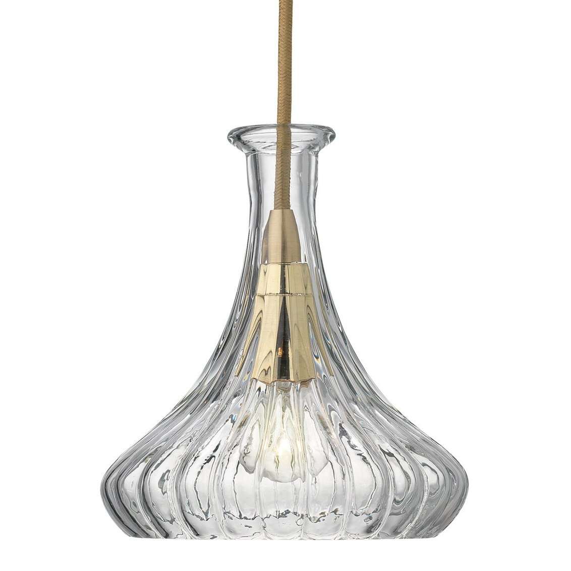 Isabella Carafe Pendant in Clear Glass with Brass Hardware-Jamie Young-JAMIEYO-5ISAB-CLBR-Pendants-2-France and Son