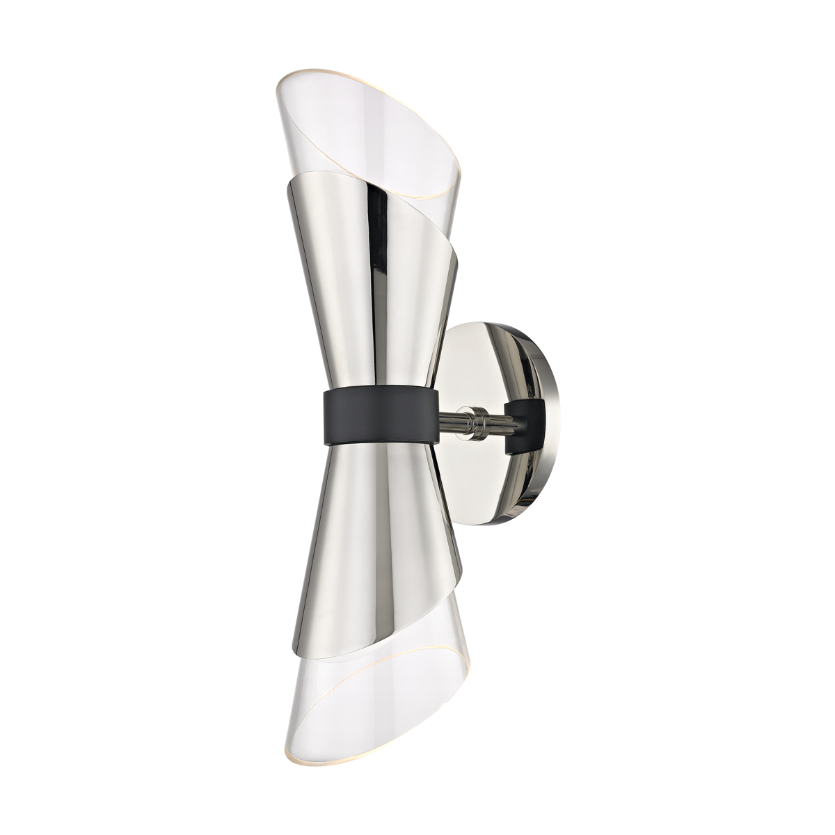 Angie 2 Light Wall Sconce-Mitzi-HVL-H130102-PN/BK-Wall LightingPolished Nickel/Black-2-France and Son