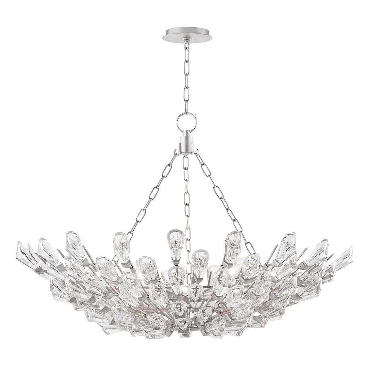 Tulip Bowl Ennead Chandelier-Hudson Valley-HVL-7240-SL-ChandeliersSilver Leaf-2-France and Son