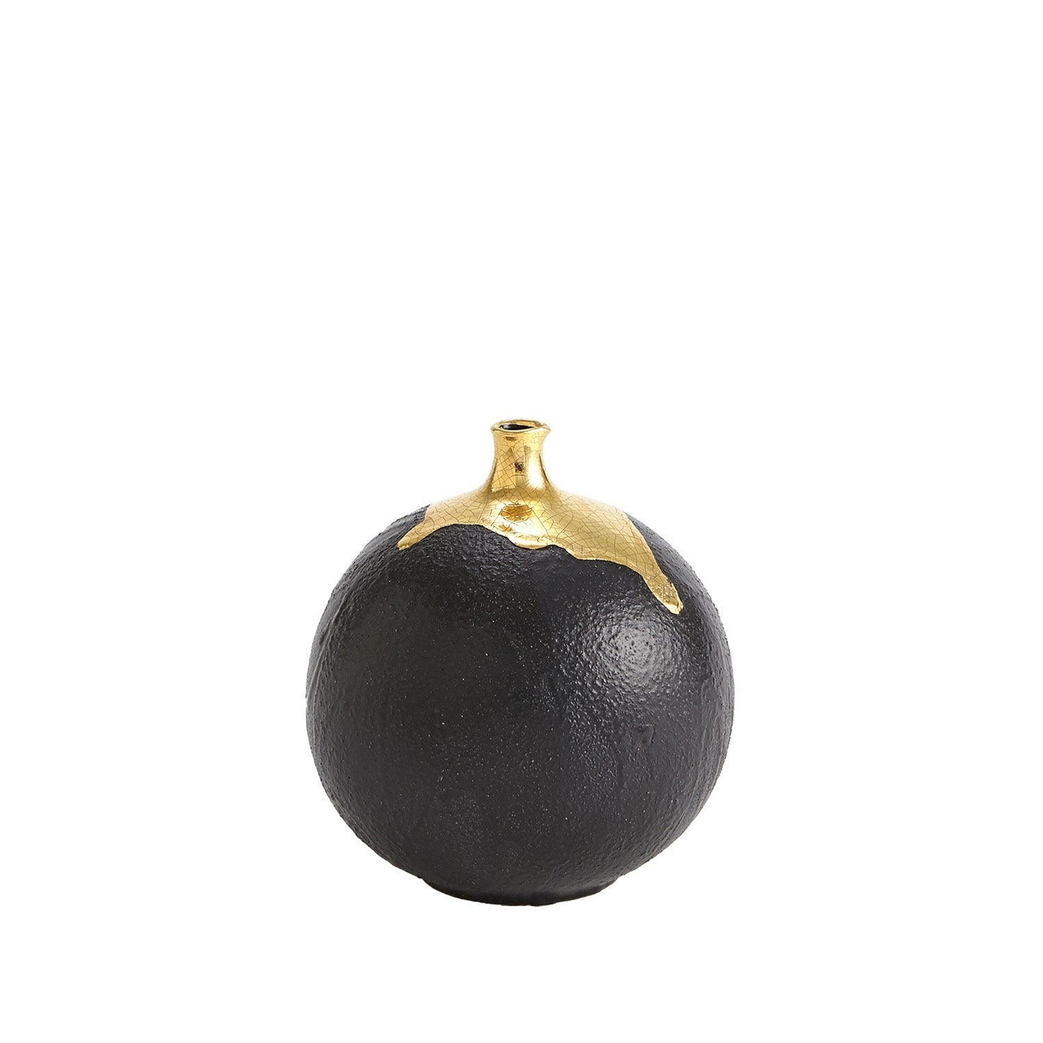 Dipped Golden Crackle-Global Views-GVSA-3.31643-VasesBlack-Sphere Vase-Small-8-France and Son