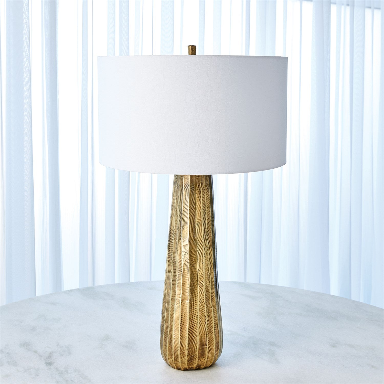 Chased Round Table Lamp-Global Views-GVSA-7.91510-Table LampsAntique Brass-4-France and Son