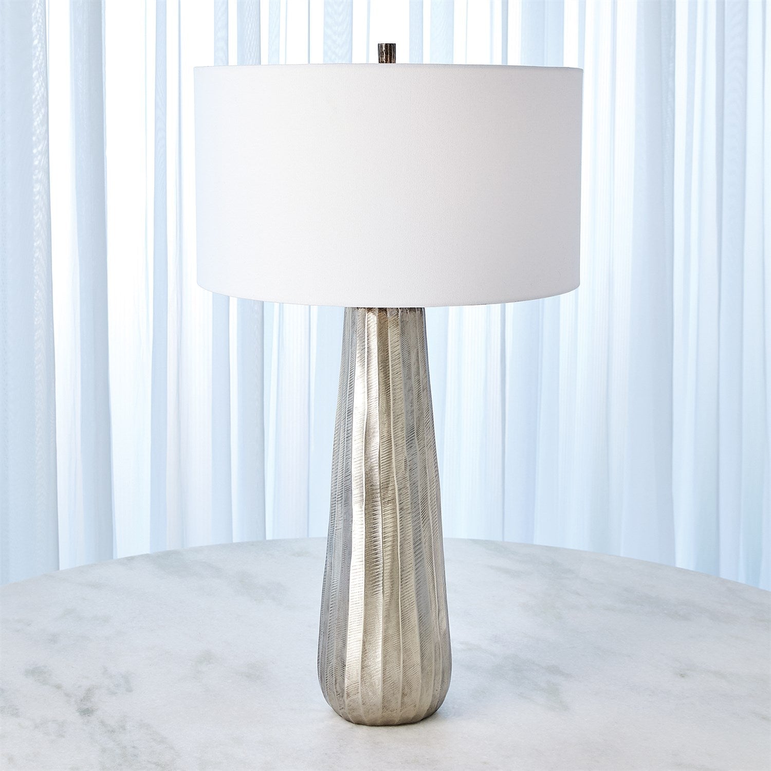 Chased Round Table Lamp-Global Views-GVSA-7.91510-Table LampsAntique Brass-6-France and Son