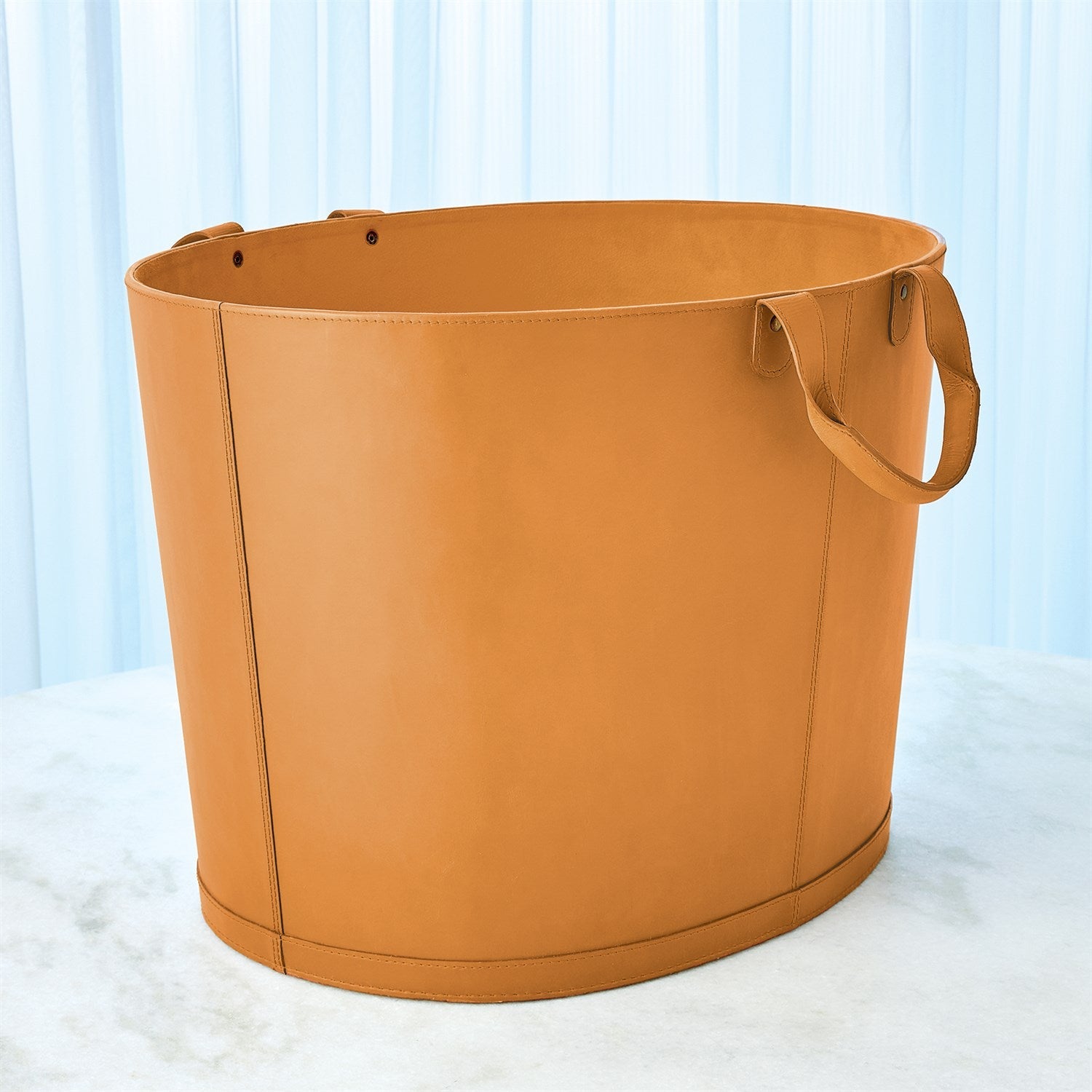 Oversized Oval Leather Basket-Global Views-GVSA-9.93742-Baskets & BoxesOrange-5-France and Son