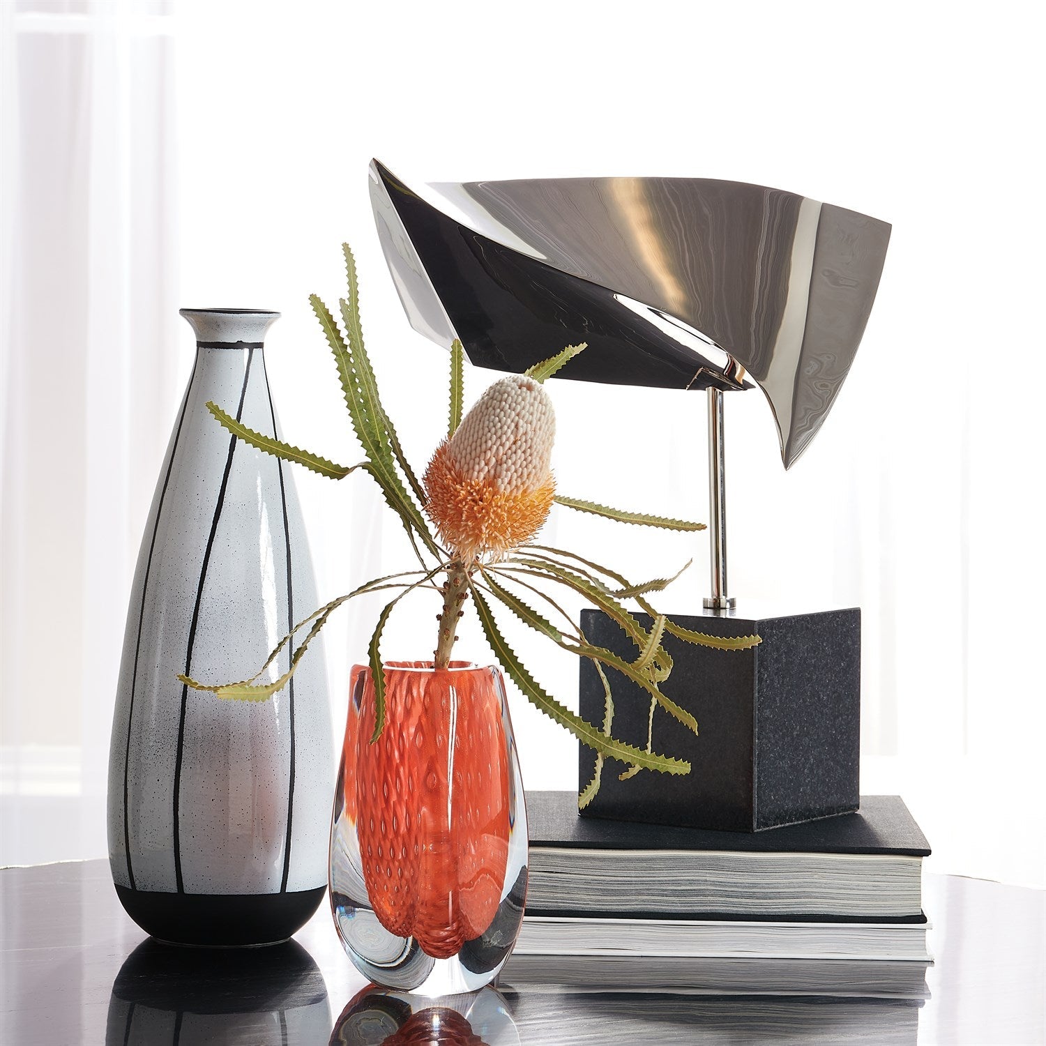 Triangular Bubbled Vase-Global Views-GVSA-3.31702-VasesOrange-2-France and Son