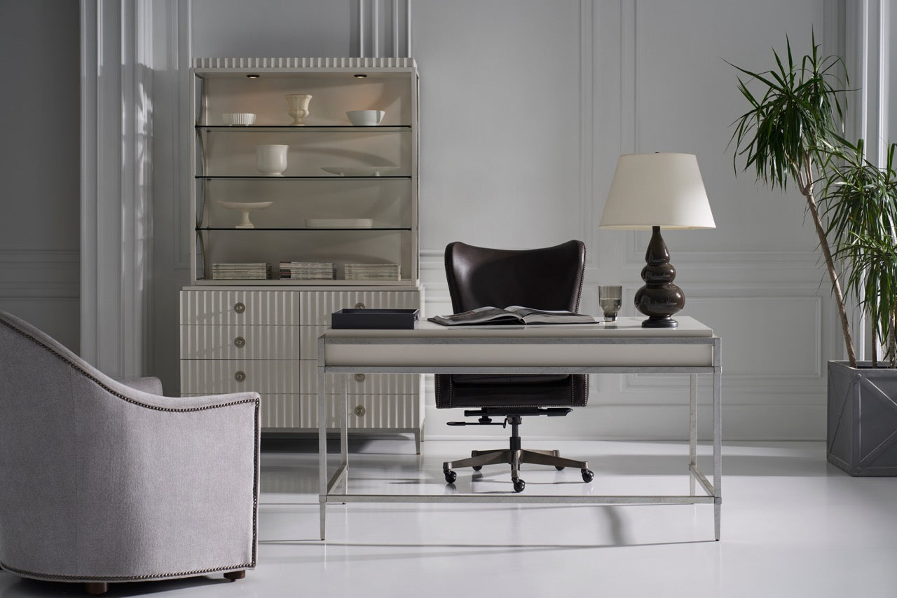 West Camden Writing Desk - Tahitian Pearl - Metal, Walnut Solids and Veneers