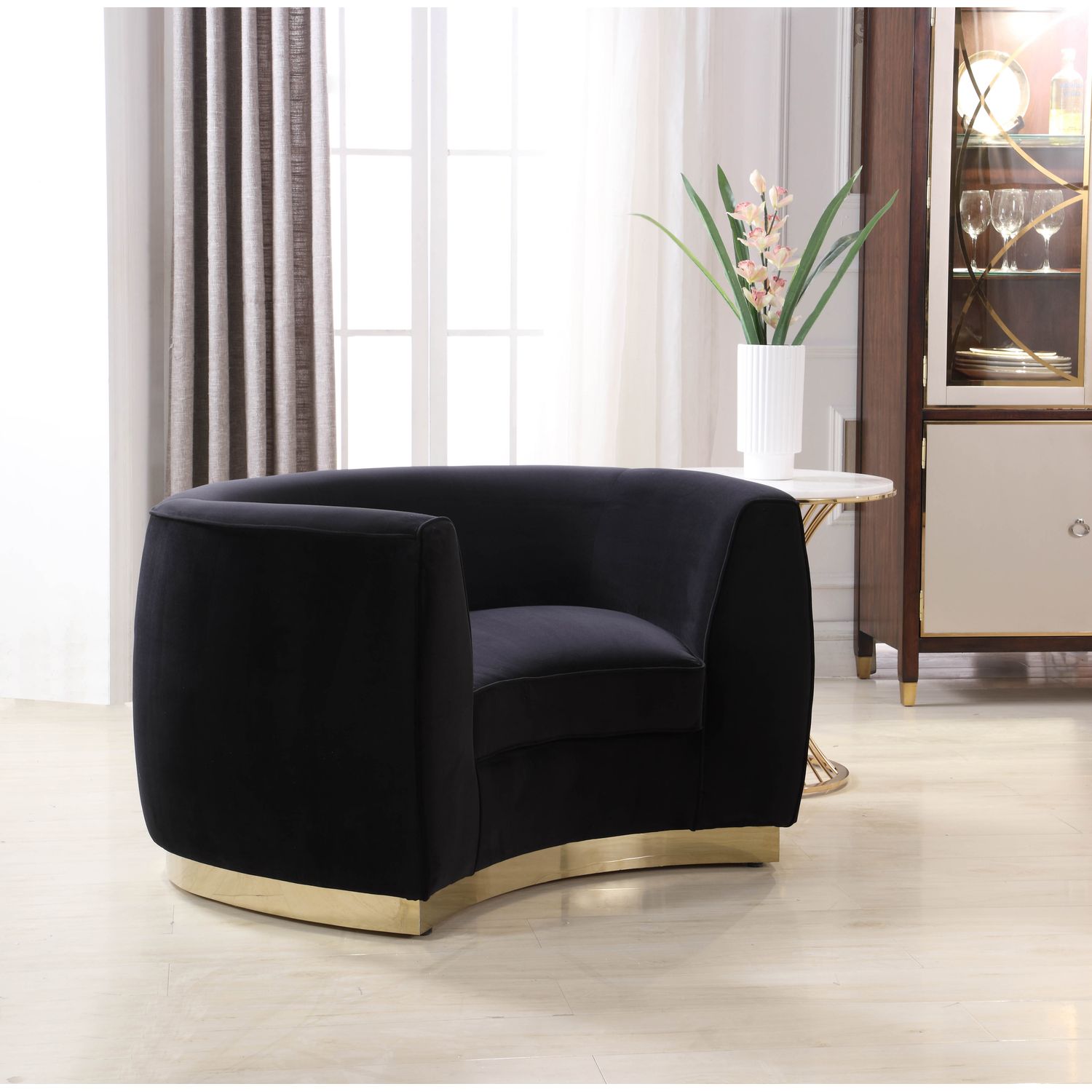 Julian Velvet Upholstered Chair — Black / Gold