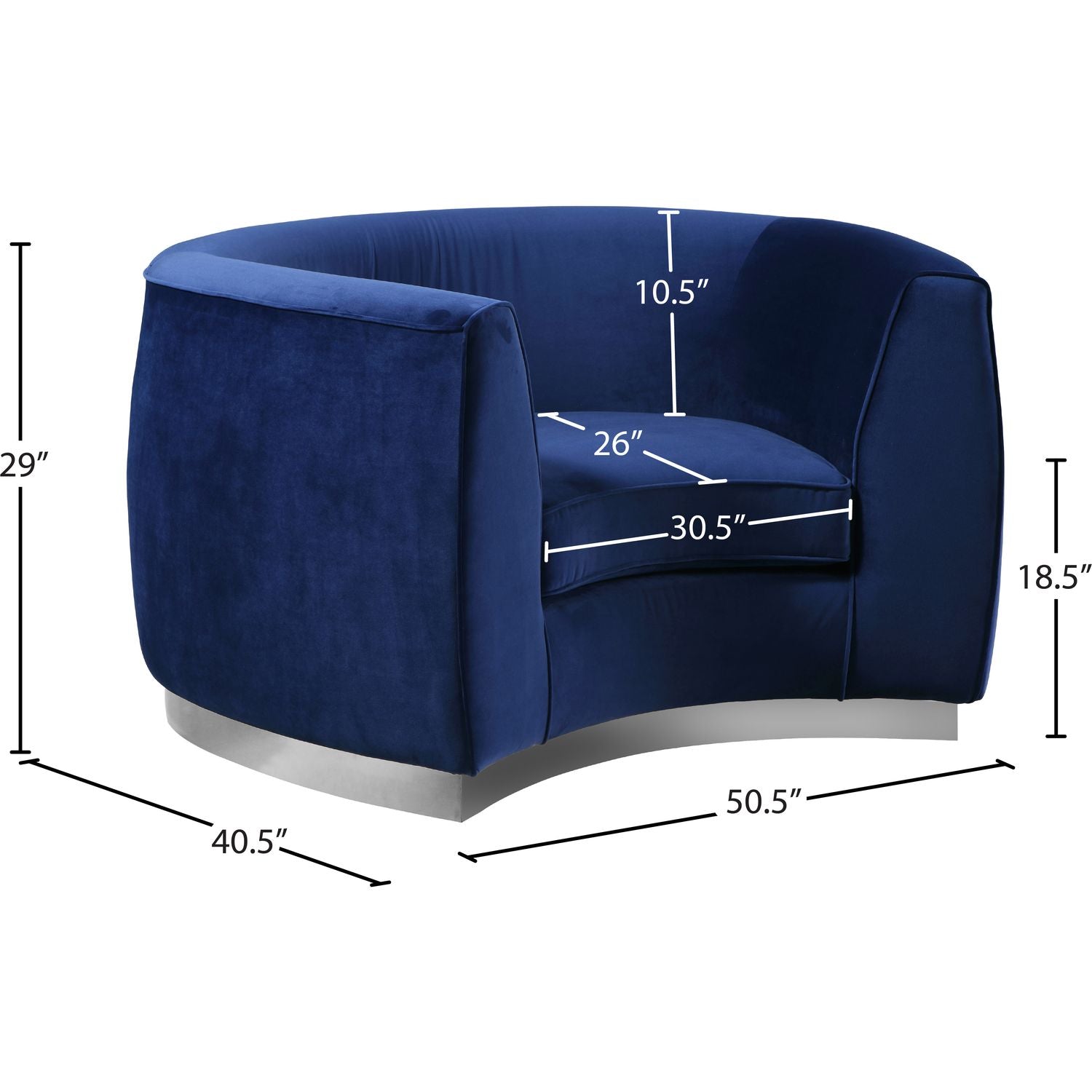 Julian Velvet Upholstered Chair — Navy / Chrome