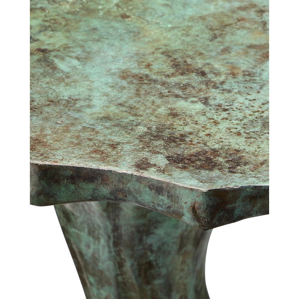 Alternate view of Tunis Accent Table in verdigris green and teal.