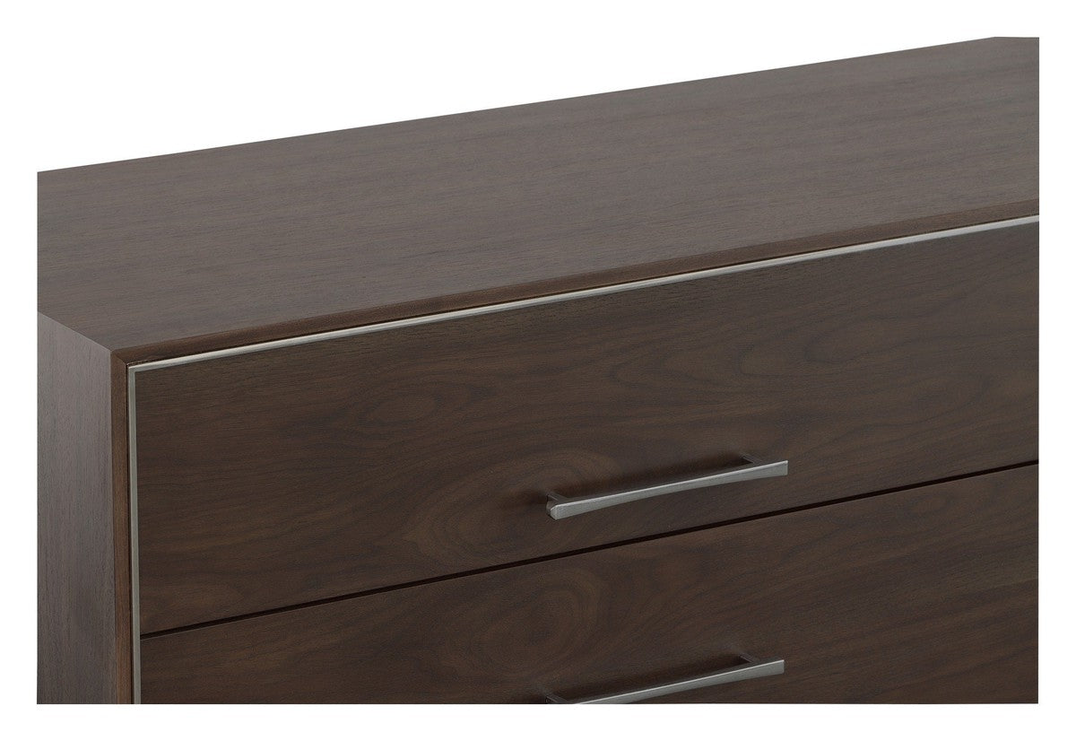 Libby Langdon Farley Six Drawer Dresser - Smoked Stone - Walnut Solids and Veneers